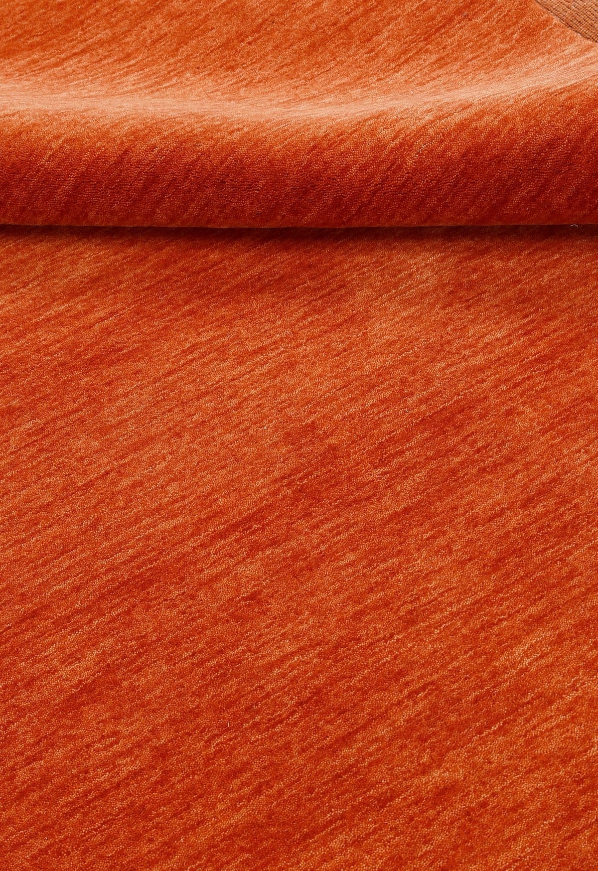 Orange Modern Solid Design Hand Loomed Wool Area Rug.