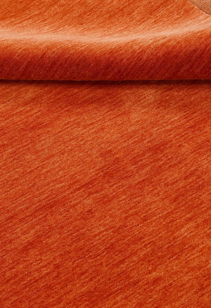 Orange Modern Solid Design Hand Loomed Wool Area Rug.