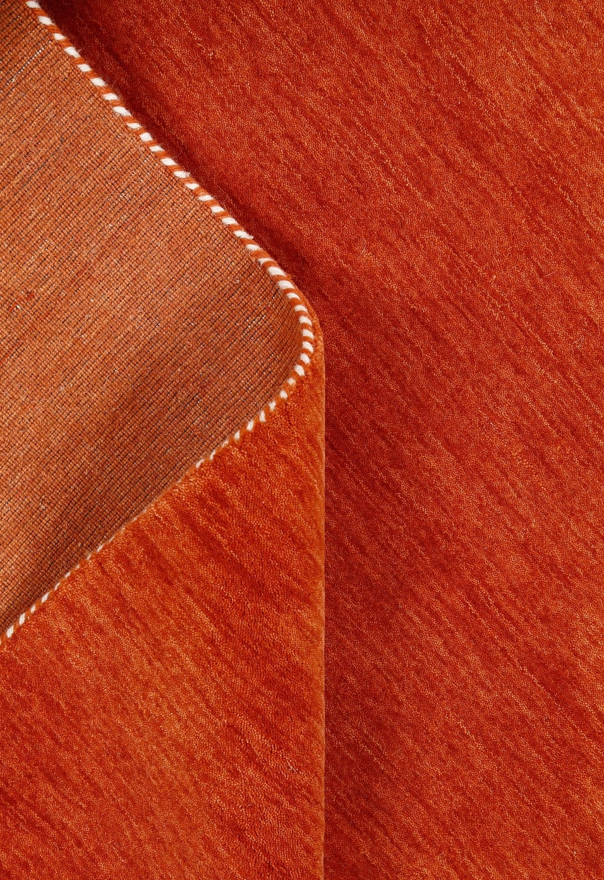 Orange Modern Solid Design Hand Loomed Wool Area Rug.