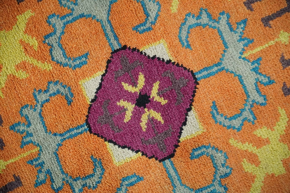 Orange, Silver and Mustard Traditional Mamluk Design Medallion Multi Size wool Area Rug.