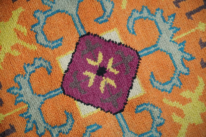 Orange, Silver and Mustard Traditional Mamluk Design Medallion Multi Size wool Area Rug.