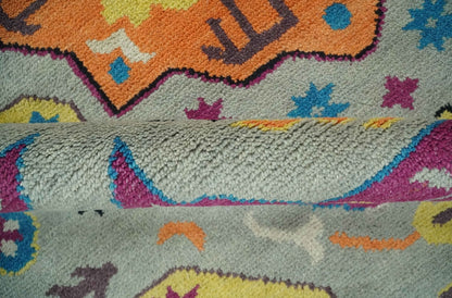 Orange, Silver and Mustard Traditional Mamluk Design Medallion Multi Size wool Area Rug.