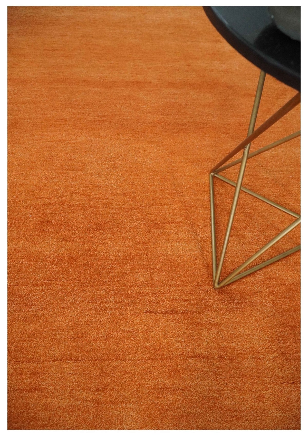 Custom Made orange Solid Woolen Hand Tufted contemporary area Rug.