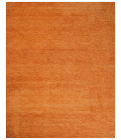 Custom Made orange Solid Woolen Hand Tufted contemporary area Rug.