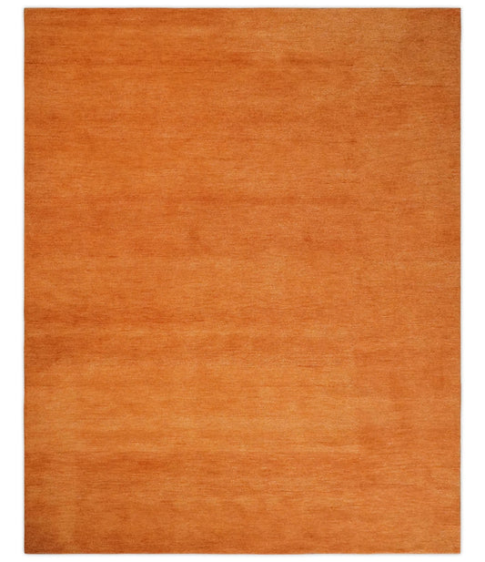 Custom Made orange Solid Woolen Hand Tufted contemporary area Rug.