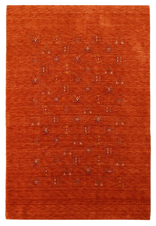 Orange Tribal Center Medallion Hand Loomed Wool Area Rug.