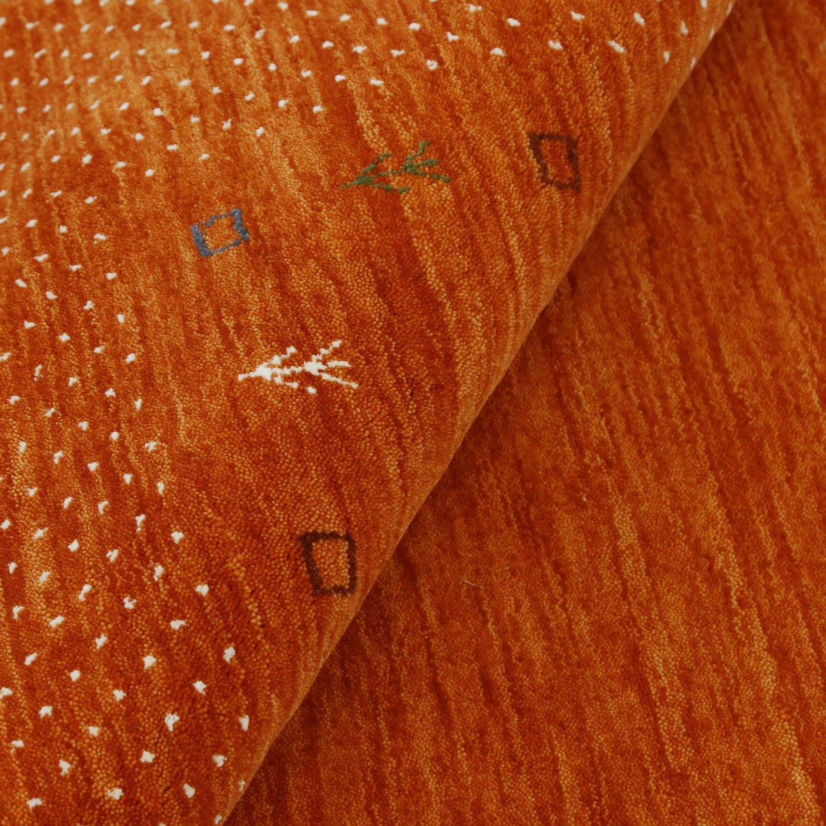 Orange Tribal Gabbeh Border Design Hand Loomed Wool Area Rug.