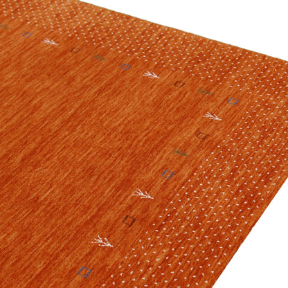 Orange Tribal Gabbeh Border Design Hand Loomed Wool Area Rug.