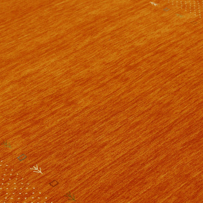 Orange Tribal Gabbeh Border Design Hand Loomed Wool Area Rug.