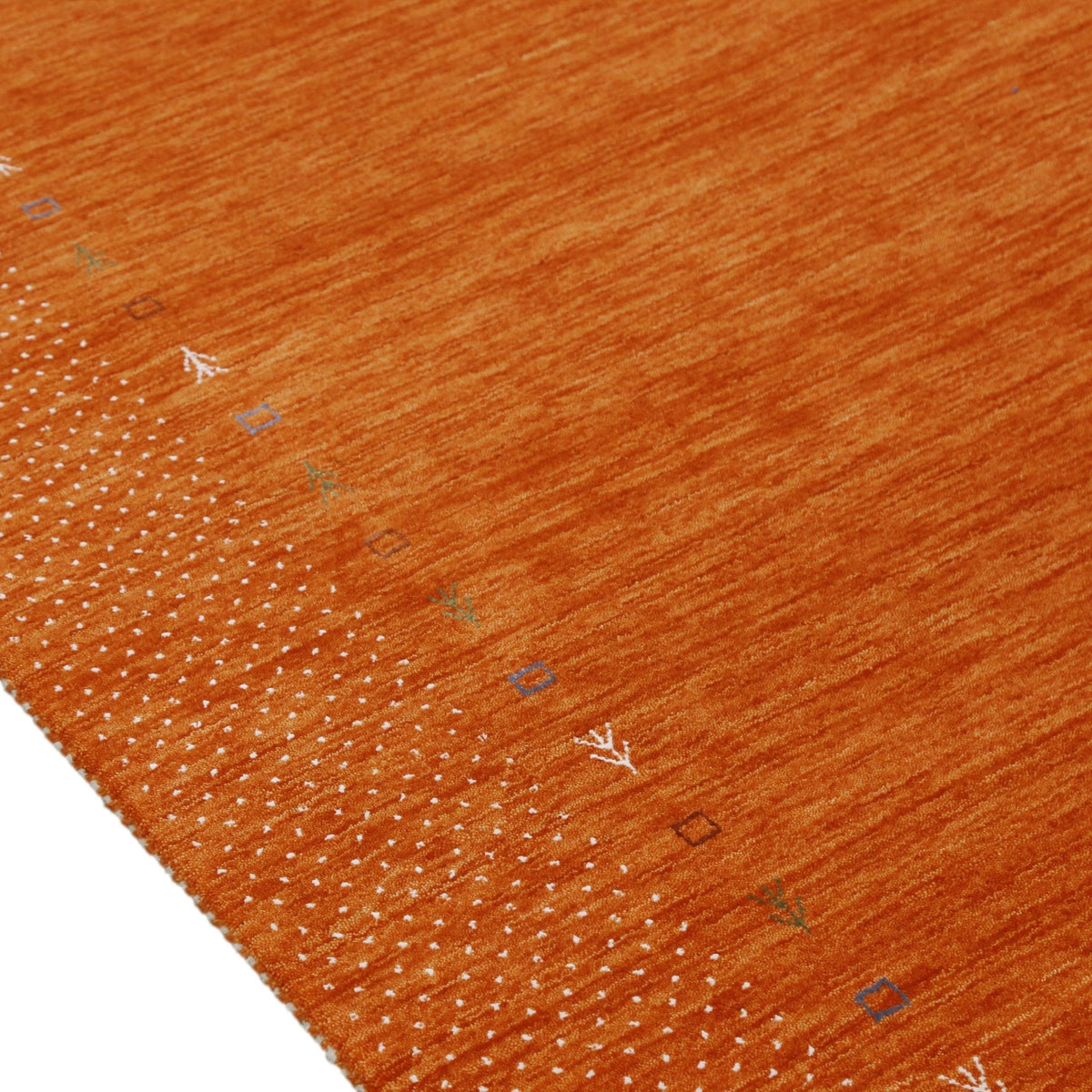 Orange Tribal Gabbeh Border Design Hand Loomed Wool Area Rug.