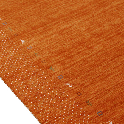 Orange Tribal Gabbeh Border Design Hand Loomed Wool Area Rug.