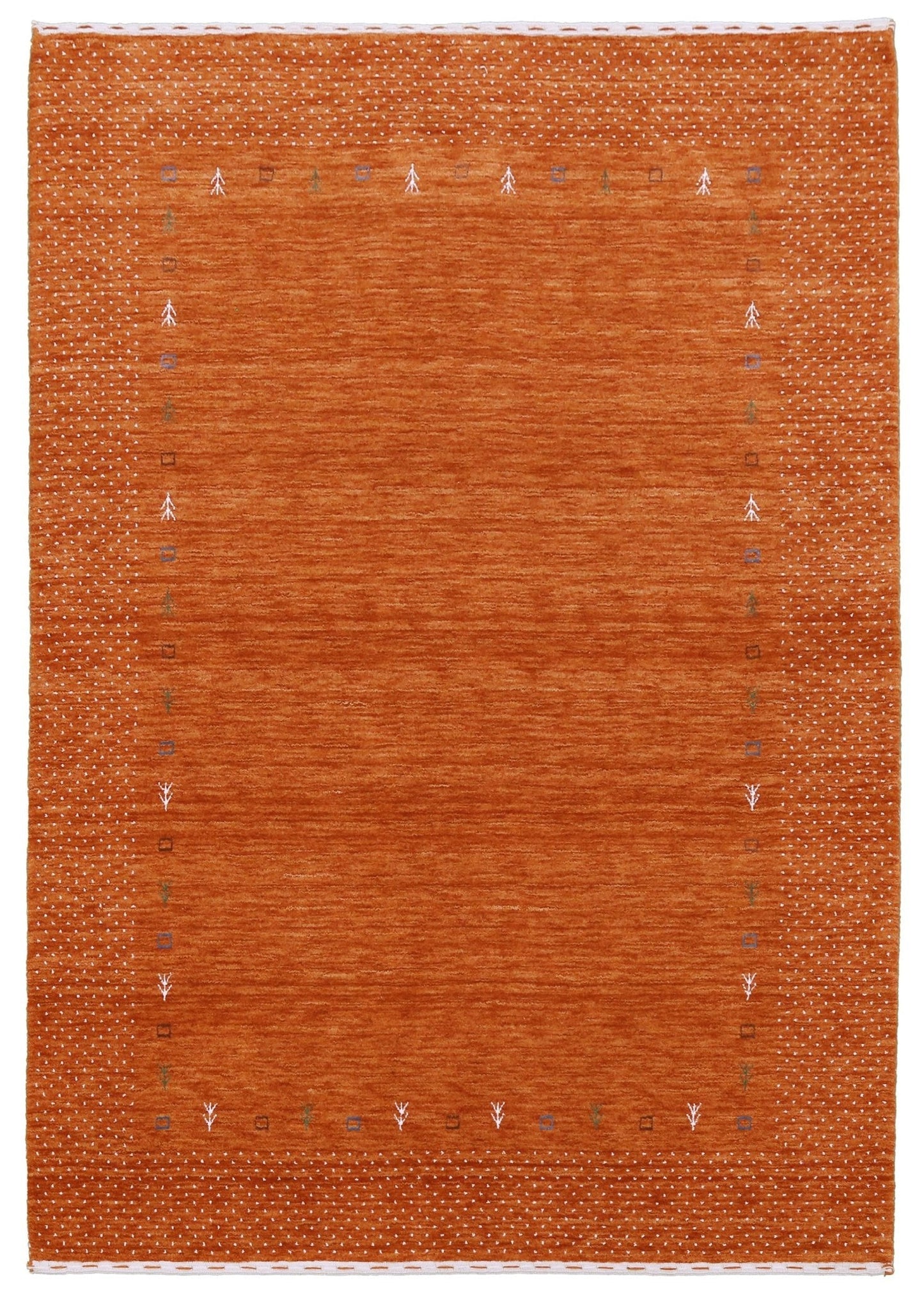 Orange Tribal Gabbeh Border Design Hand Loomed Wool Area Rug