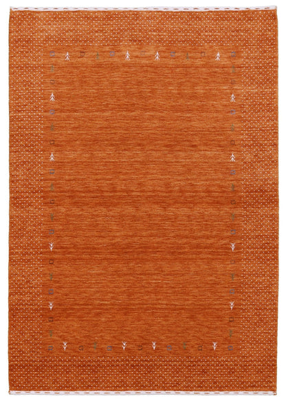 Orange Tribal Gabbeh Border Design Hand Loomed Wool Area Rug