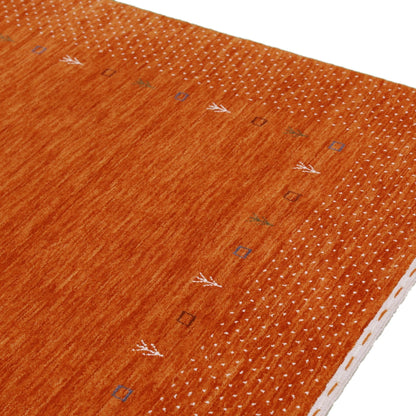Orange Tribal Gabbeh Border Design Hand Loomed Wool Area Rug