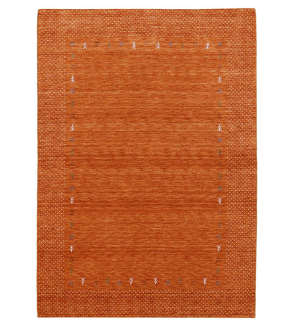 Orange Tribal Gabbeh Border Design Hand Loomed Wool Area Rug.
