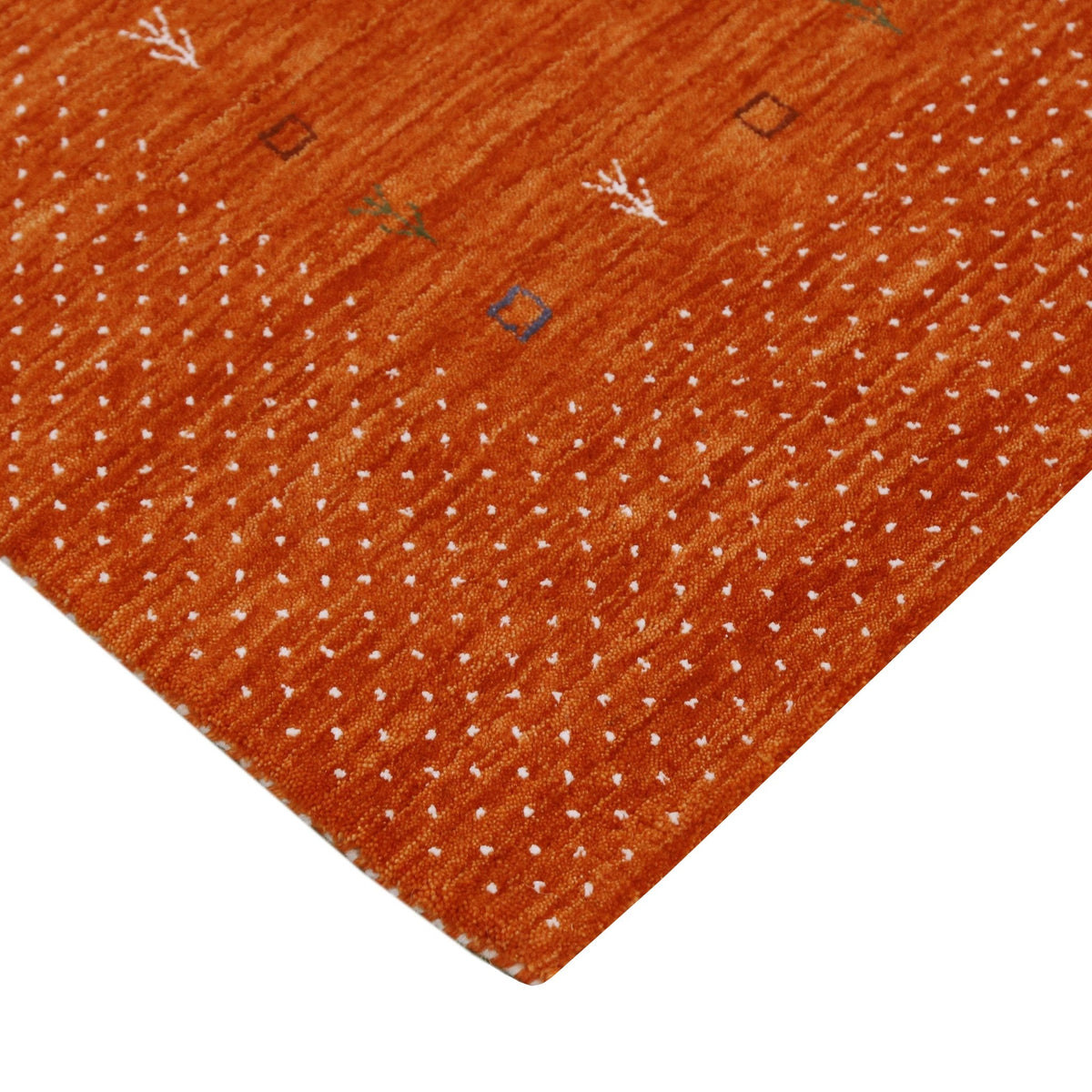 Orange Tribal Gabbeh Border Design Hand Loomed Wool Area Rug.