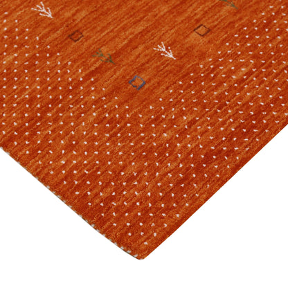 Orange Tribal Gabbeh Border Design Hand Loomed Wool Area Rug.