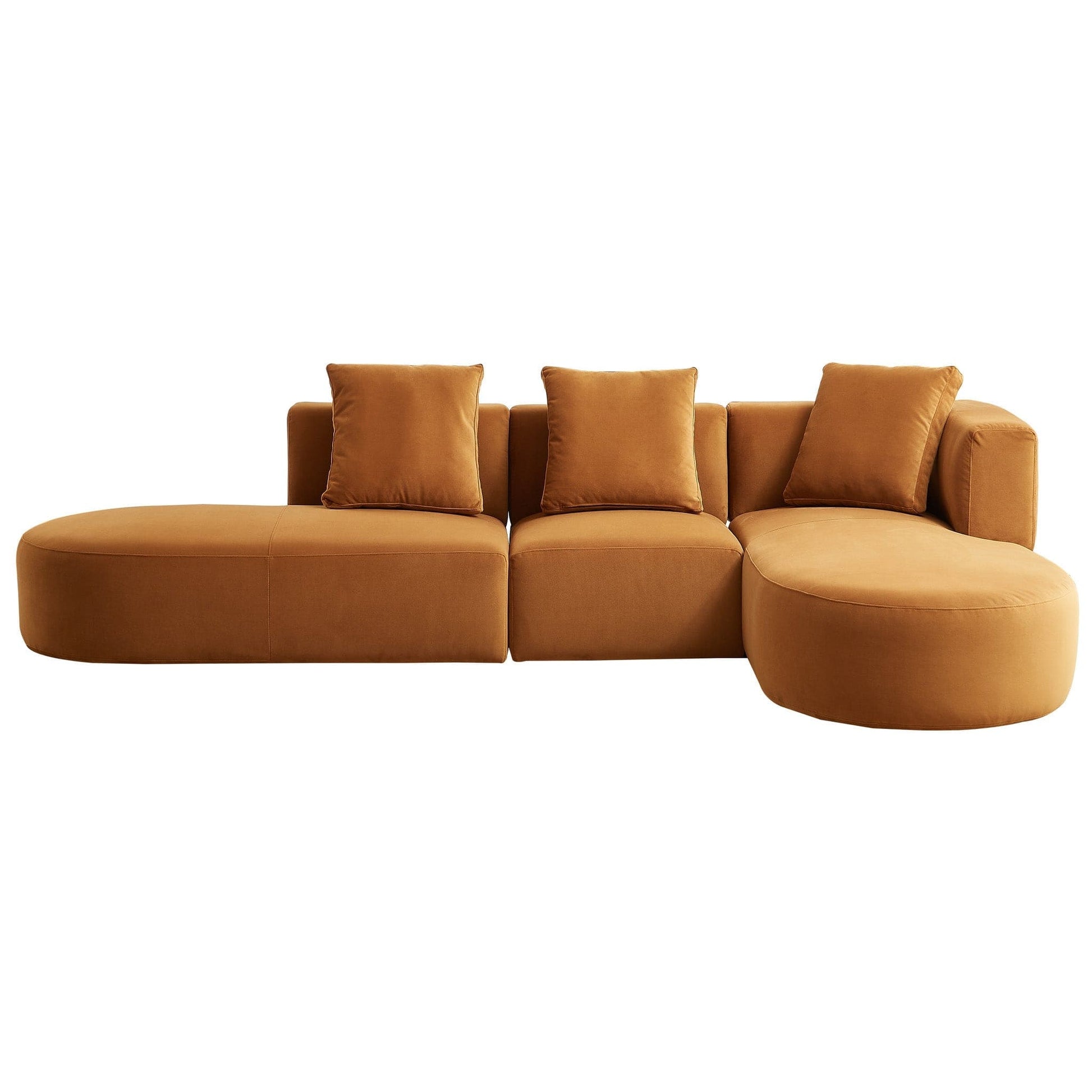 Ashcroft Furniture Co Right Sectional Orby Mid-Century Modern Velvet Sectional Sofa