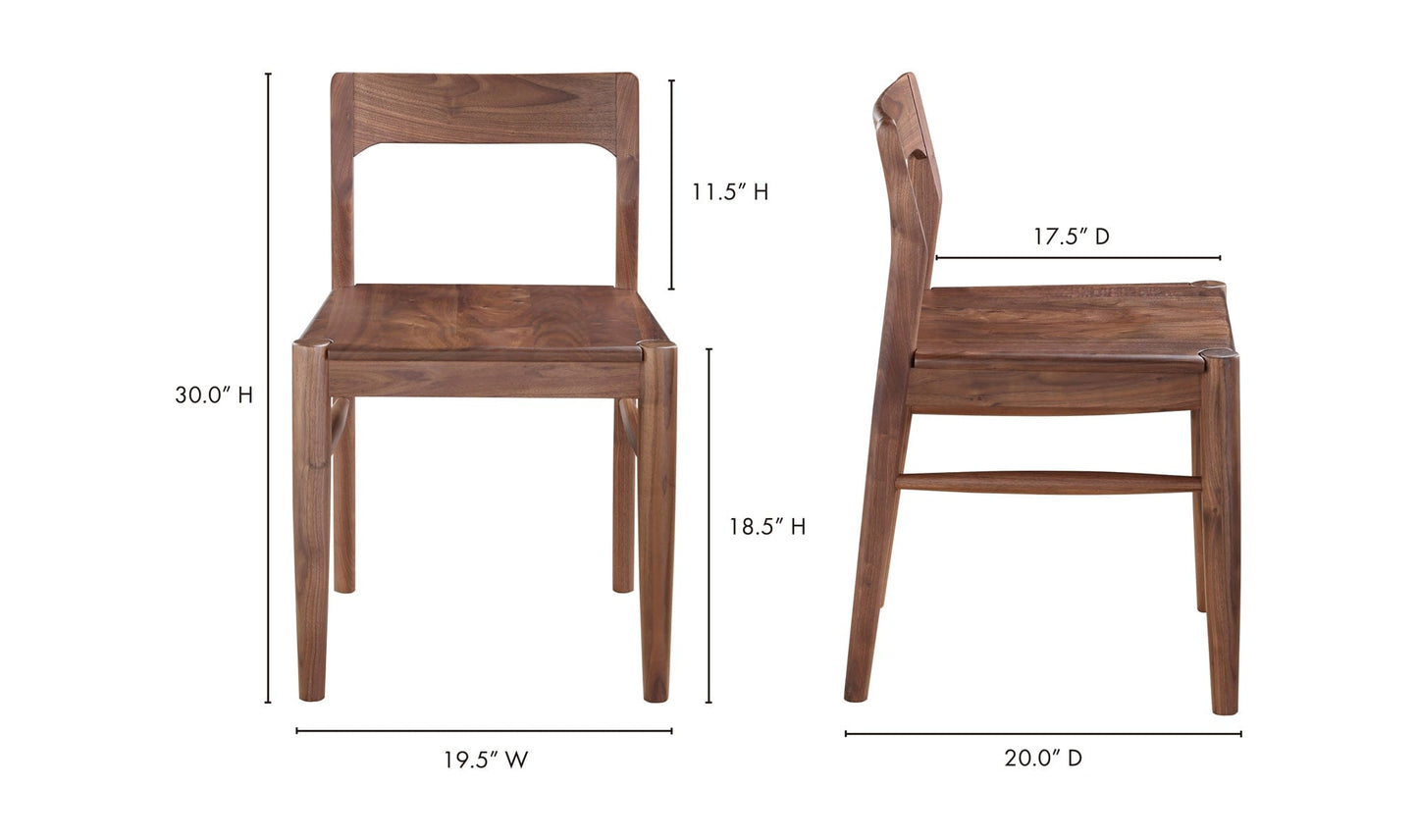 Moe's OWING DINING CHAIR WALNUT or OAK-SET OF TWO