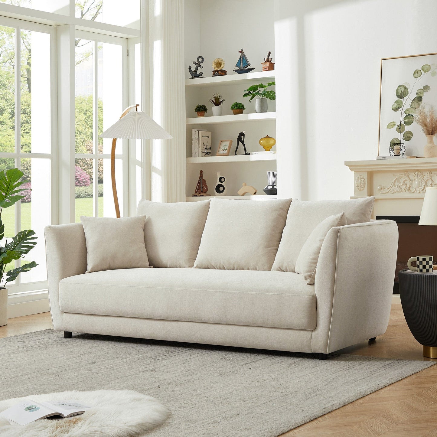 Ashcroft Furniture Co Pala Mid Century Modern Linen Sofa