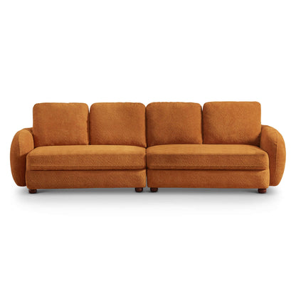 Ashcroft Furniture Co Burnt Orange Paton Mid-Century Modern 114.5'' Boucle Fabric Sofa