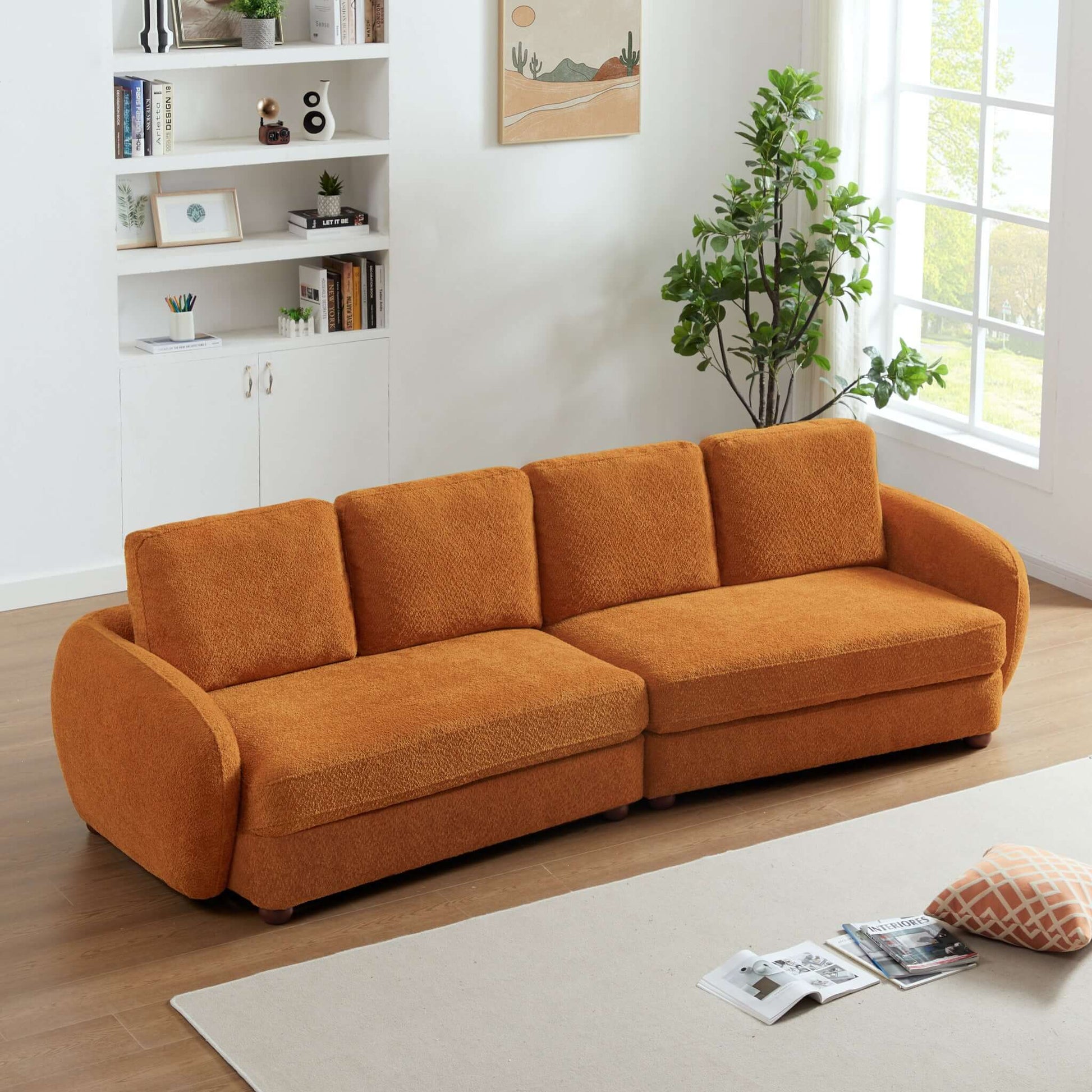 Ashcroft Furniture Co Paton Mid-Century Modern 114.5'' Boucle Fabric Sofa