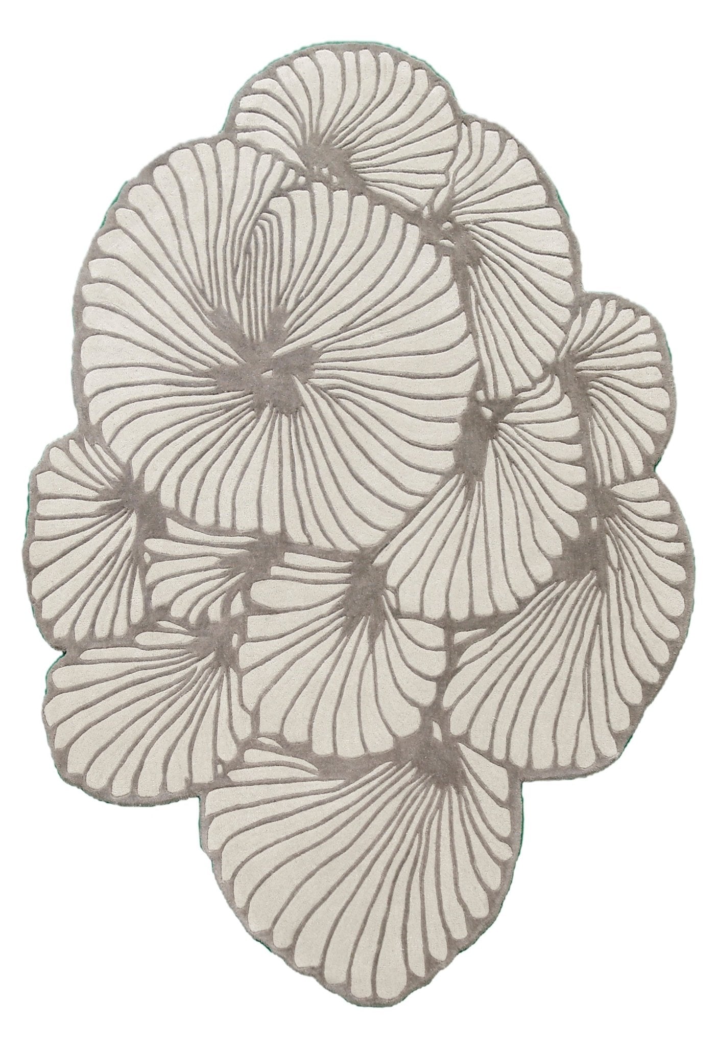 Petals Modern Floral Lace Beige Hand Tufted 5x7 Wool Rug