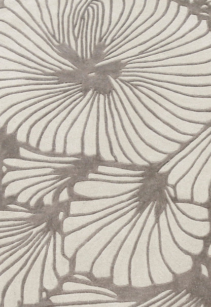 Petals Modern Floral Lace Beige Hand Tufted 5x7 Wool Rug