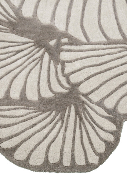 Petals Modern Floral Lace Beige Hand Tufted 5x7 Wool Rug
