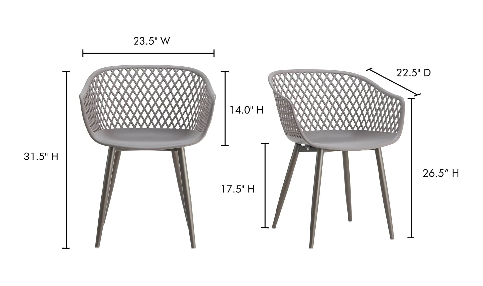 Moe's Home Collection PIAZZA OUTDOOR CHAIR GREY-M2 PIAZZA OUTDOOR CHAIR GREY-M2