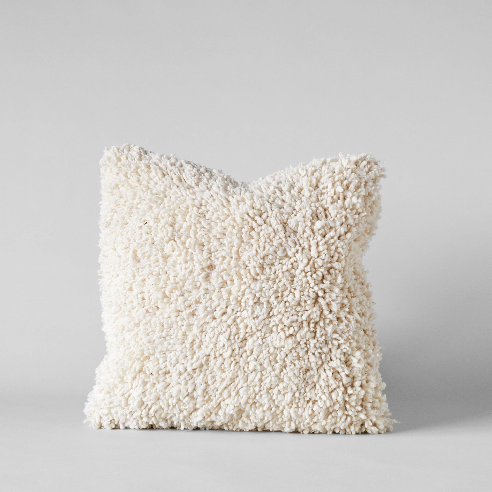Bloomist Pillows Ivory / Cover Only Handmade Wool Shag Pillow, 18x18