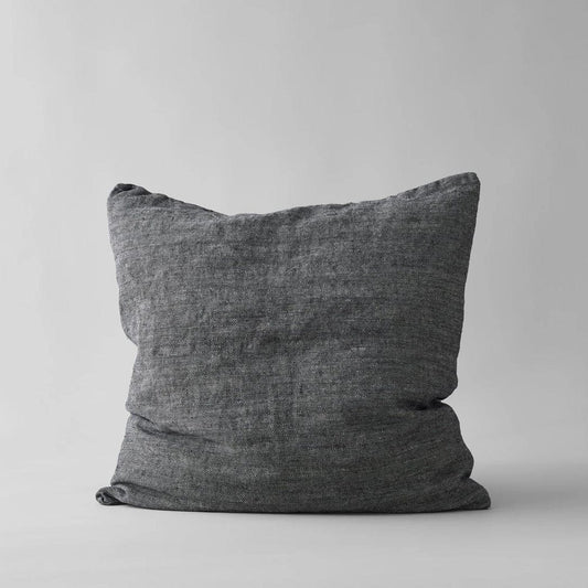 Bloomist Pillows Herringbone Linen Pillow in Black, 24X24
