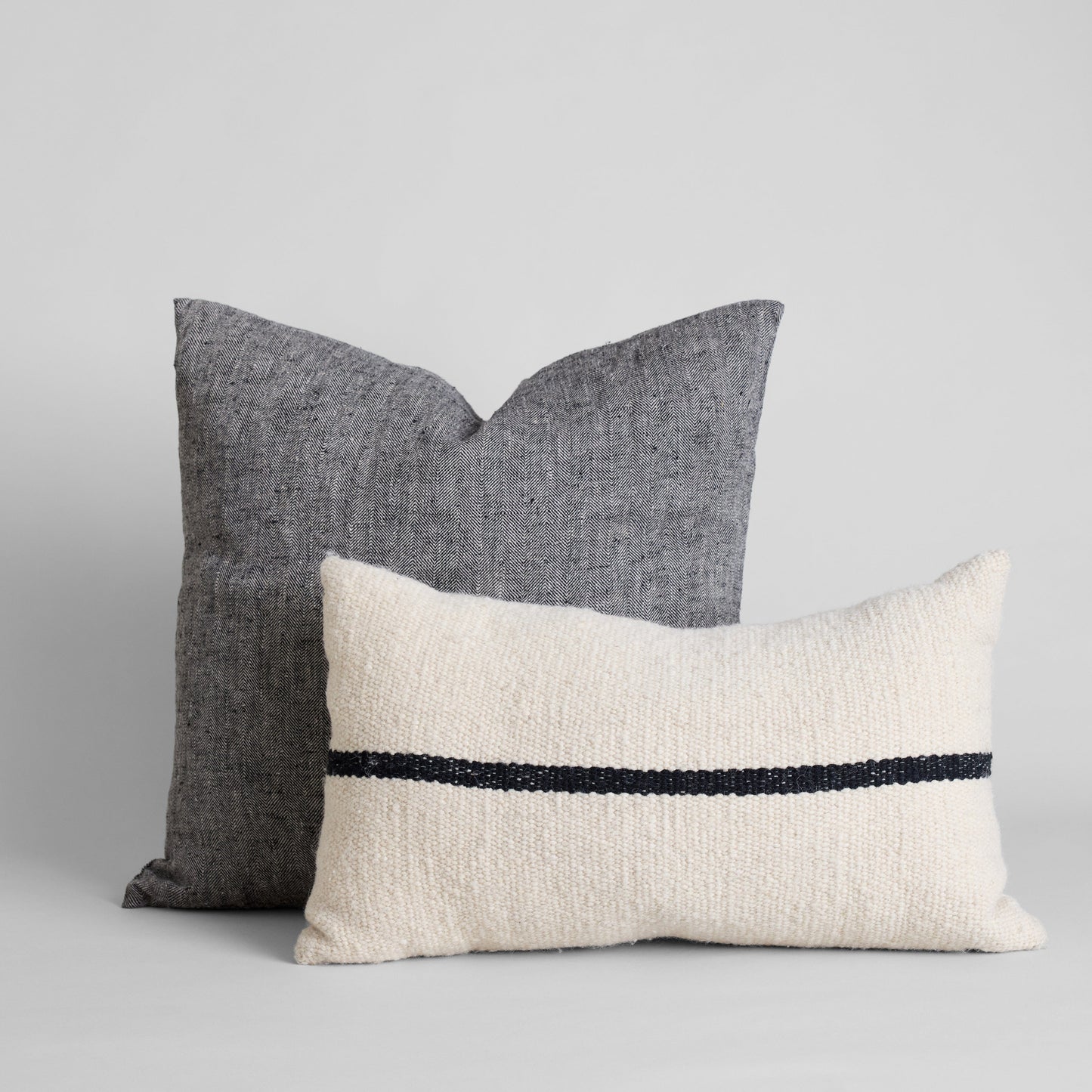 Bloomist Pillows Herringbone Linen Pillow in Black, 24X24