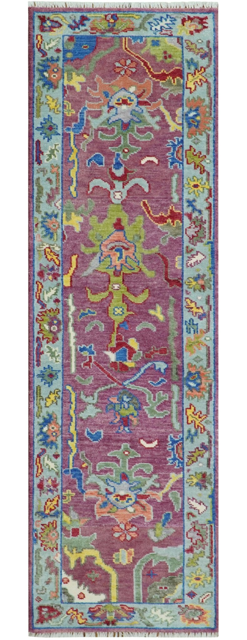 Colorful Hand knotted Traditional Oushak Pink And Ivory Custom Made wool Area Rug.