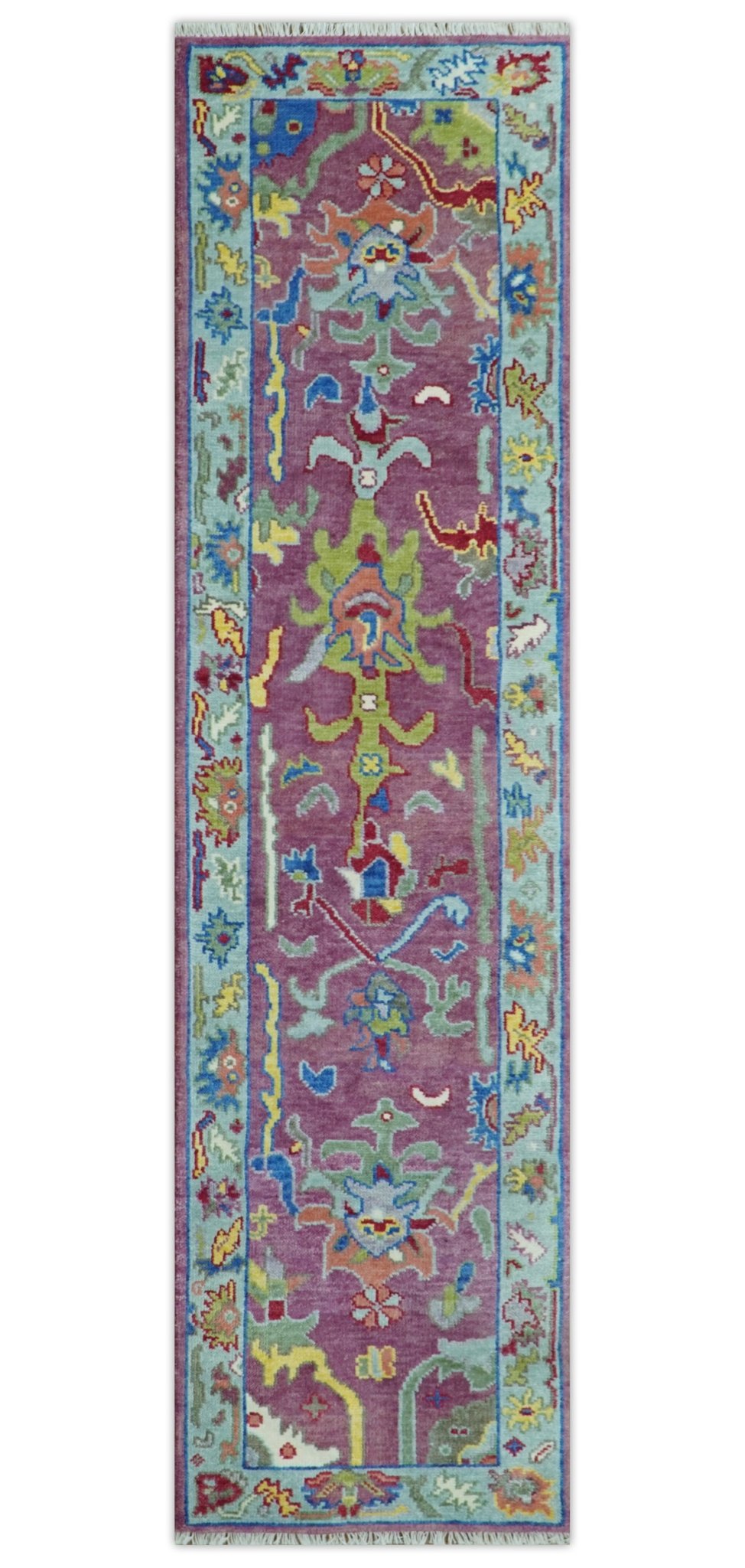 Colorful Hand knotted Traditional Oushak Pink And Ivory Custom Made wool Area Rug.