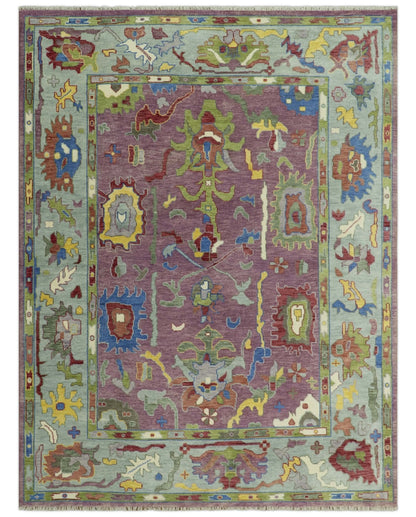 Colorful Hand knotted Traditional Oushak Pink And Ivory Custom Made wool Area Rug.
