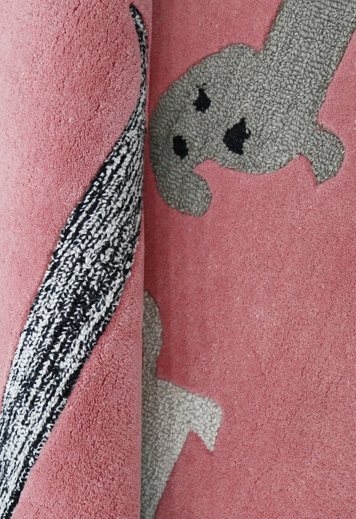 Pink Stretchy Pup Hand Tufted 3x6 Wool Area Rug.
