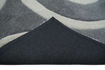 Plush Contemporary 3x5, 4x6 and 5x7 Hand Woven Shag Ivory and Gray Art Silk Soft Area Rug.
