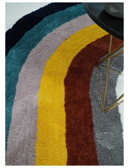 Plush Rainbow Kids, Nursery and Playroom Rug, 3x5, 4x6 and 5x7 Hand Woven Shag.