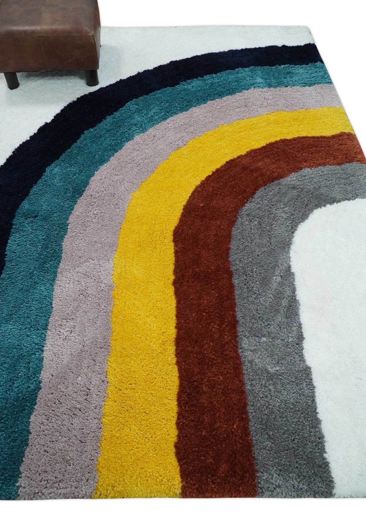 Plush Rainbow Kids, Nursery and Playroom Rug, 3x5, 4x6 and 5x7 Hand Woven Shag.