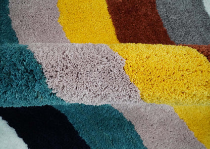 Plush Rainbow Kids, Nursery and Playroom Rug, 3x5, 4x6 and 5x7 Hand Woven Shag.