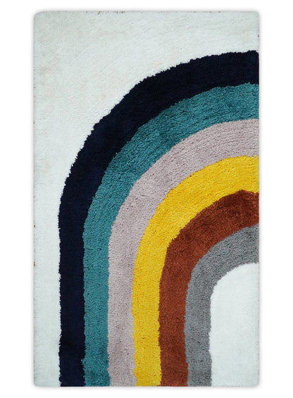 Plush Rainbow Kids, Nursery and Playroom Rug, 3x5, 4x6 and 5x7 Hand Woven Shag.