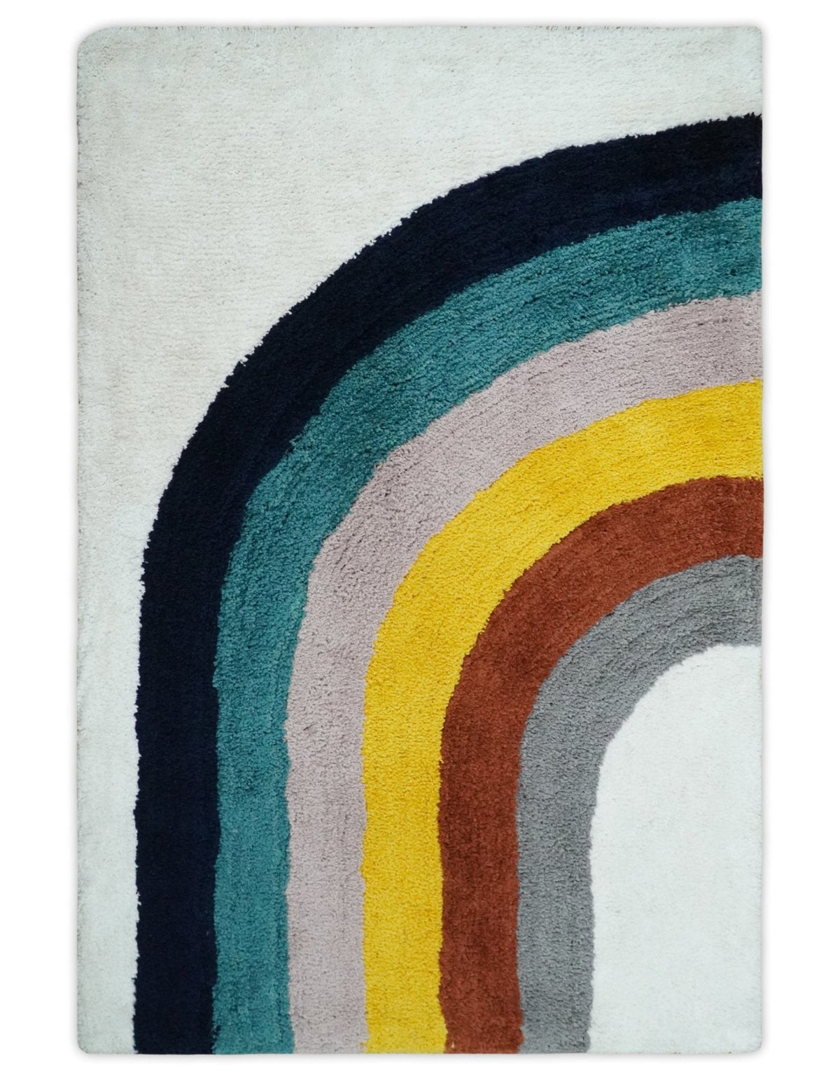 Plush Rainbow Kids, Nursery and Playroom Rug, 3x5, 4x6 and 5x7 Hand Woven Shag.