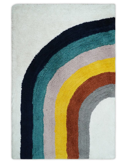 Plush Rainbow Kids, Nursery and Playroom Rug, 3x5, 4x6 and 5x7 Hand Woven Shag.