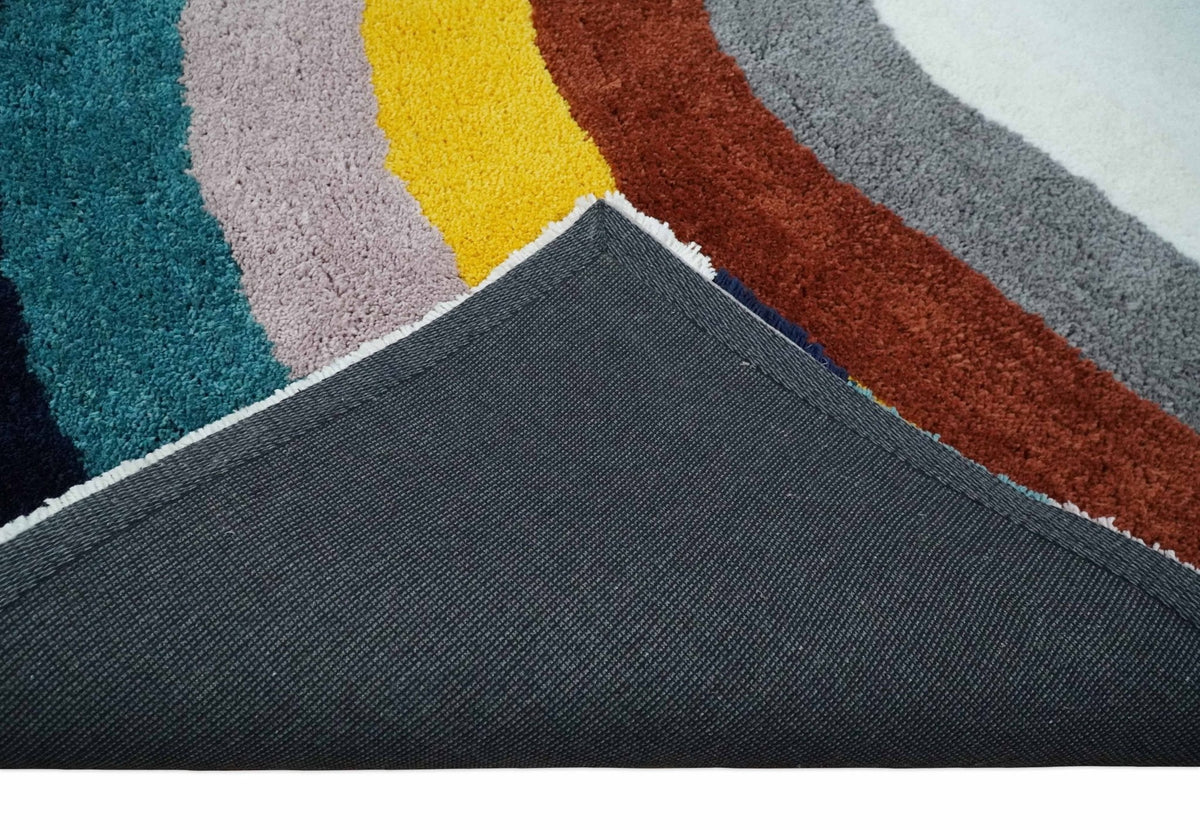 Plush Rainbow Kids, Nursery and Playroom Rug, 3x5, 4x6 and 5x7 Hand Woven Shag.