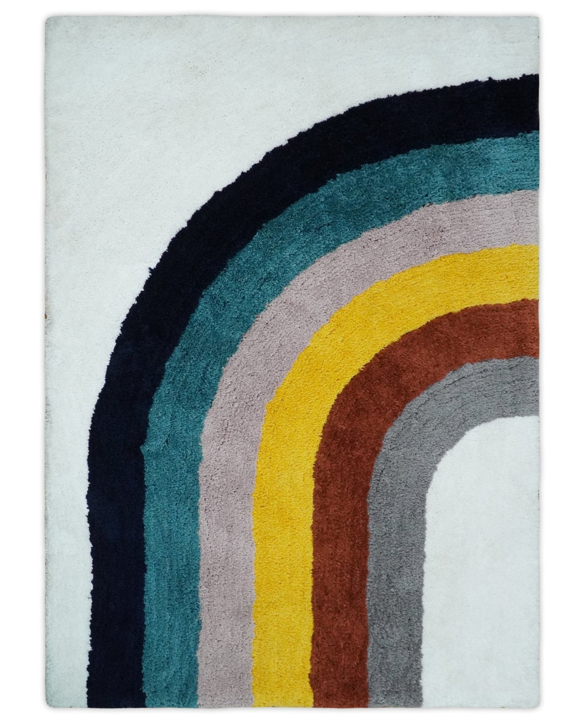 Plush Rainbow Kids, Nursery and Playroom Rug, 3x5, 4x6 and 5x7 Hand Woven Shag.