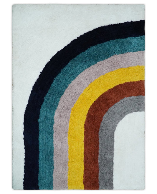 Plush Rainbow Kids, Nursery and Playroom Rug, 3x5, 4x6 and 5x7 Hand Woven Shag.