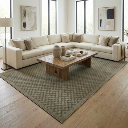 Gaiwan Olive Green Washable Area Rug