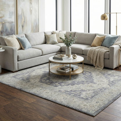 Sema Blue Medallion Thick Luxe Area Rug