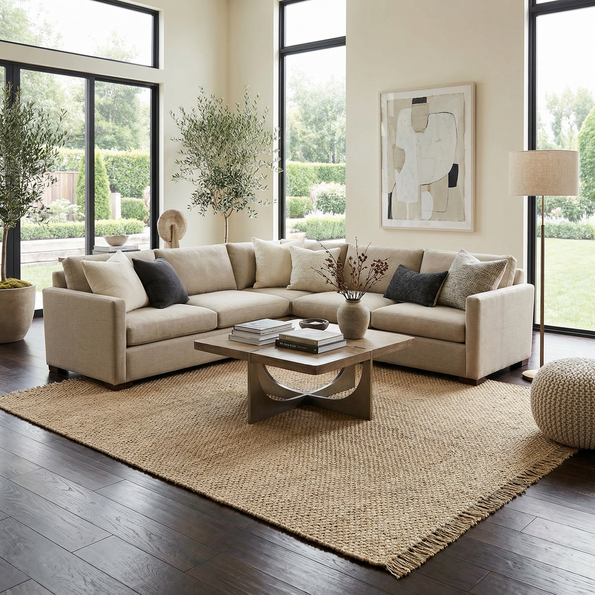Hovland Hand Woven Natural Jute Rag Rug - Clearance.